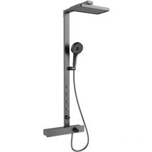 Oihpaw - Columna Ducha Sistema de Ducha con Grifo Columna de Ducha Gris Juego de Ducha de Pared Ducha de Mano