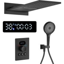 Columna Ducha Termostatica Pantalla Digital Montado en Pared 3 Funciones Alcachofa Ducha Teleducha Pistola Gris - Oihpaw