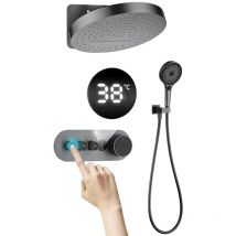 Oihpaw - Columna Ducha Termostatica Pantalla Digital Oculta Conjunto Ducha 32cm Alcachofa Ducha3 Modos Ducha Mano Gris