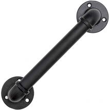 Oihpaw - Handlauf für Treppen Innen Aussen Haltegriffe Rohrförmiges Sicherheitsgeländer Halter Komplettset Schwarz30cm