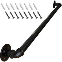 OihPaw Handlauf für Treppen Innen Aussen Haltegriffe Rohrförmiges Sicherheitsgeländer Halter Komplettset Schwarz120cm