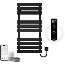 Sèche Serviettes Électrique,1100x550mm Porte-Serviettes électrique Noir Droite WiFi Compatible avec App Alexa Google Assistant,446W seche Serviette