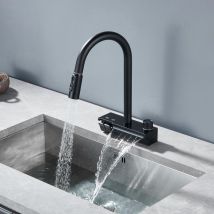 Oihpaw - Wasserhahn Küche Ausziehbar 4 Wassermodi Klaviertaste Armatur Küche 360° Drehbar G3/8-GewindeSchwarz