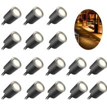Oimg Recessed led Deck Light Kits with Black Protecting Shell φ32mm, In Ground Outdoor Landscape Lighting IP67 Waterproof,12V Low Voltage for