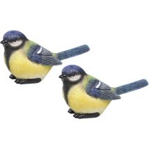 Oiseau mésange charbonnière en résine (Lot de 2)