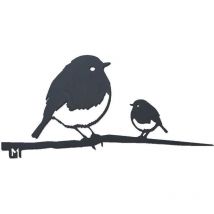 Metalbird - Oiseaux sur pique couple de rouge-gorge en acier corten