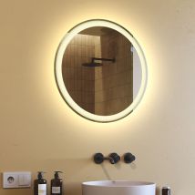 Artforma - Espejo de baño led redondo (60 cm) Espejo iluminado con led (LED076) Blanco cálido 2700 k