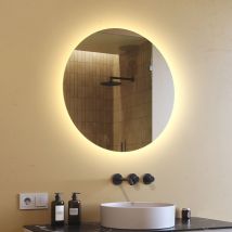 Artforma - Espejo de baño led redondo (70 cm) Espejo iluminado con led (LED082) Blanco cálido 2700 k