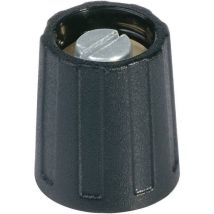 Manopola rotativa Nero Ø 20 mm – Diametro albero 6 mm – Altezza 15.5 mm – Materiale ABS, Policarbonato