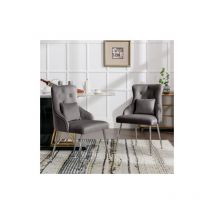 Okwish - Ensemble de 4 chaises de salle à manger à motif de boutons, fauteuil rembourré, chaises avec pieds en métal, chaise longue moderne, chaise