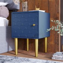 Table de chevet, certifié FSC , table de chevet, bleu marine, table de canapé adaptée lit et chambre - 50x35x35 cm OKWISH