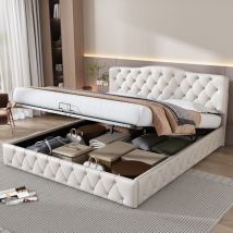 Okwish - Lit capitonné 180200 avec sommier à lattes et tête de lit, lit jeunesse, lit capitonné avec tête de lit réglable en hauteur, lit coffre,