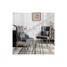 Okwish - Set di 2 sedie da pranzo con motivo a bottoni, poltrona imbottita, sedie con gambe in metallo, poltrona lounge moderna, sedia da soggiorno