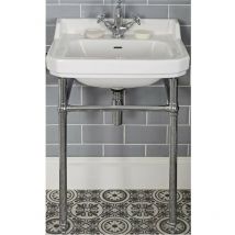 Old London - Milano Richmond - Traditional 560mm x 450mm White Ceramic Bathroom Basin Sink with Chrome Washstand and Integral Towel Rail - 1 Tap Hole