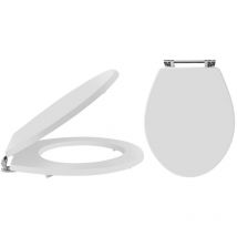 Milano Richmond - Traditional White Effect Toilet Seat with Chrome Hinges - 350mm x 451mm