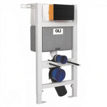 OLI - Expert Plus Mechanical Low Height Concealed Cistern with Wall Frame and Slim Matt Black Dual Flush Plate with Rectangular Buttons