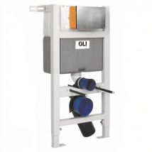OLI - Expert Plus Mechanical Low Height Concealed Cistern with Wall Frame and Slim p shed Chrome Dual Flush Plate with Rectangular Buttons