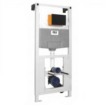 120 Plus Mechanical Mid Height Concealed Cistern with Wall Frame and Basal Black Soft Touch Dual Flush Plate with Square Buttons - OLI