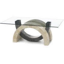 Stones - Olimpia - Table basse (120 x 70 - Transparent) en verre trempé gris