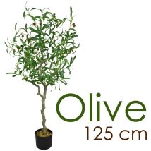 Olivenbaum Olive Künstlich Olivenbusch Kunstbaum Kunstpflanze Künstliche Pflanze Künstlicher Baum Innendekoration 125 cm Decovego
