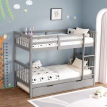 Slumberworx - oliver grey wooden bunk bed with trundle