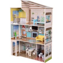 Teamson Kids - Olivia's Little World Large Dreamland Mediterranean Contemporary Kids Casa delle bambole interattiva in legno 3 piani con 17 accessori