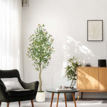 Oliviers artificiels d'intérieur, plantes d'olivier de 5FT(1.52M) de haut, faux olivier avec tronc réaliste, feuilles, fruits pour la décoration de
