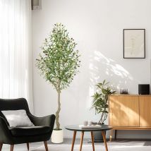 Oliviers artificiels d'intérieur, plantes d'olivier de 6FT(1.82M) de haut, faux olivier avec tronc réaliste, feuilles, fruits pour la décoration de