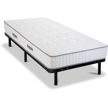 Olympe Literie - Ensemble cristal 90x190 cm Matelas Mémoire de forme + Sommier Métal