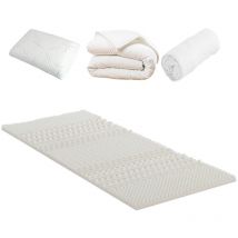 Olympe Literie - Pack Surmatelas + Protège matelas + Couette + Oreiller 90x190 cm