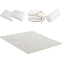 Olympe Literie - Pack Surmatelas + Protège matelas + Couette + Oreiller 180x200 cm