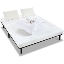 OLYMPE LITERIE Pack Prêt à dormir EGIO 140x190 cm Matelas Latex Like + Sommier Métal + Accessoires