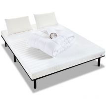 Olympe Literie - Pack Prêt à dormir egio 90x190 cm Matelas Latex Like + Sommier Métal + Accessoires