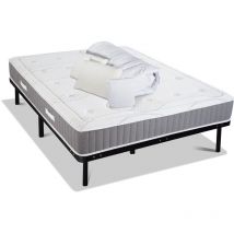Pack Prêt à dormir intuition 160x200 cm Matelas Mémoire de forme + Sommier Métal + Accessoires - Olympe Literie