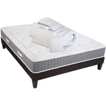 Pack Prêt à dormir intuition 140x200 cm Matelas Mémoire de forme + Sommier Bois + Accessoires - Olympe Literie