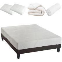 Olympe Literie - Pack Prêt à dormir oslo 180x200 cm Matelas Mémoire de forme + Sommier + Accessoires