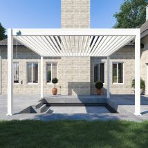 Pergola bioclimatique Ombréa vs autoportante 4x4M - Blanc