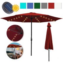 Ombrellone con led, 350 x 350 cm, upf 30+, ombrellone rotondo, funzione inclinazione, idrorepellente, rosso - Hengda