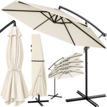 Ombrellone a Braccio da 300 a 330 cm Protezione UV30+ con Base Manovella Alluminio Idrorepellente Ombrellone da Giardino Terrazza Balcone Crema, 300