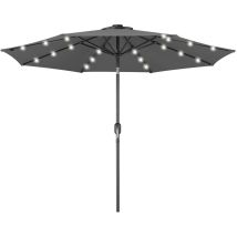 Ombrellone da Giardino 270 cm Luci led Parasole Grigio Antivento Esterno 8 Ribs