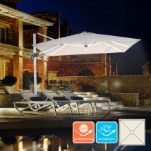 Ombrellone da giardino 3x3 palo laterale luce led solare Waikiki Light White