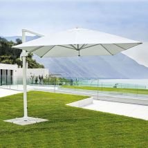 Fp-tech - Ombrellone Da Giardino Bianco Decentrato 3x3 Orientabile Girevole A 360° Palo Alluminio