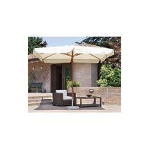 Ombrellone da giardino rettangolare 3x4 mt palo centrale in legno, serie delux Ecrù