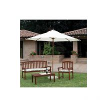 Ombrellone da giardino rotondo 3 mt in legno indonesiano, serie extra Ecrù