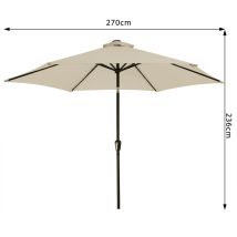 Ombrellone da Giardino ø 270cm con 24 led a Energia Solare Parasole Idrorepellente Protezione 80+ Beige - Kingsleeve