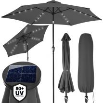 Ombrellone da Giardino ø 300cm con 24 led a Energia Solare Parasole Inclinabile Idrorepellente Antracite - Kingsleeve