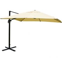 Ombrellone parasole decentrato HHG-329 3x4m alluminio avorio girevole senza base