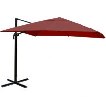 Ombrellone parasole decentrato HHG-329 3x4m alluminio bordeaux girevole senza base