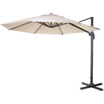 Ombrellone parasole decentrato HHG-547 rotondo 3,5m avorio senza base