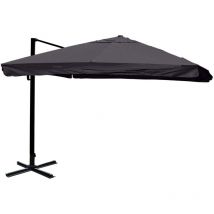 Ombrellone parasole decentrato HHG-979 3x3m con volante antracite senza base